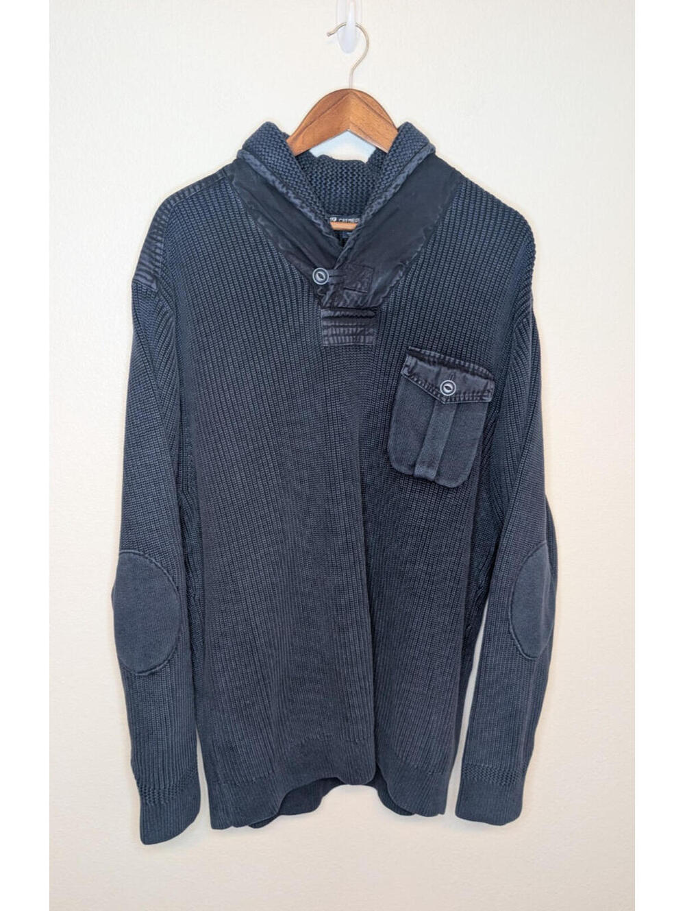 Cremieux Mens Heavyweight Pullover Navy Blazer Sweater Sz XXL Shawl Collar NWT